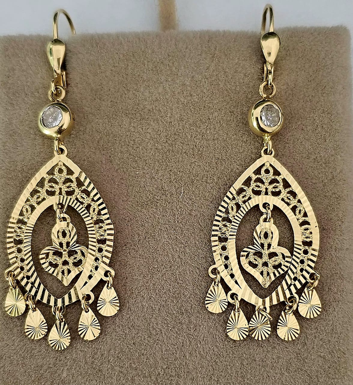 Cercei aur 14K cu model oriental decupat – Bijuterie nouă, lucrată artistic